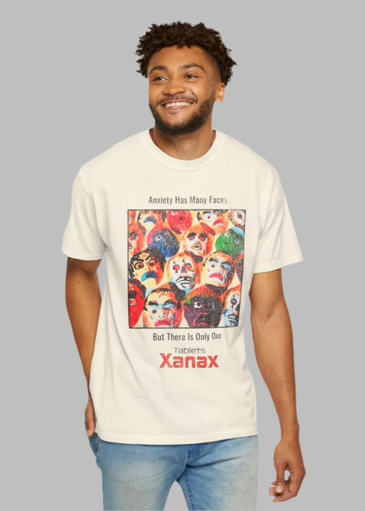 Anxiety Has Many Faces 90's Vintage Xanax Graphic T-shirt. - KILLER RETRO