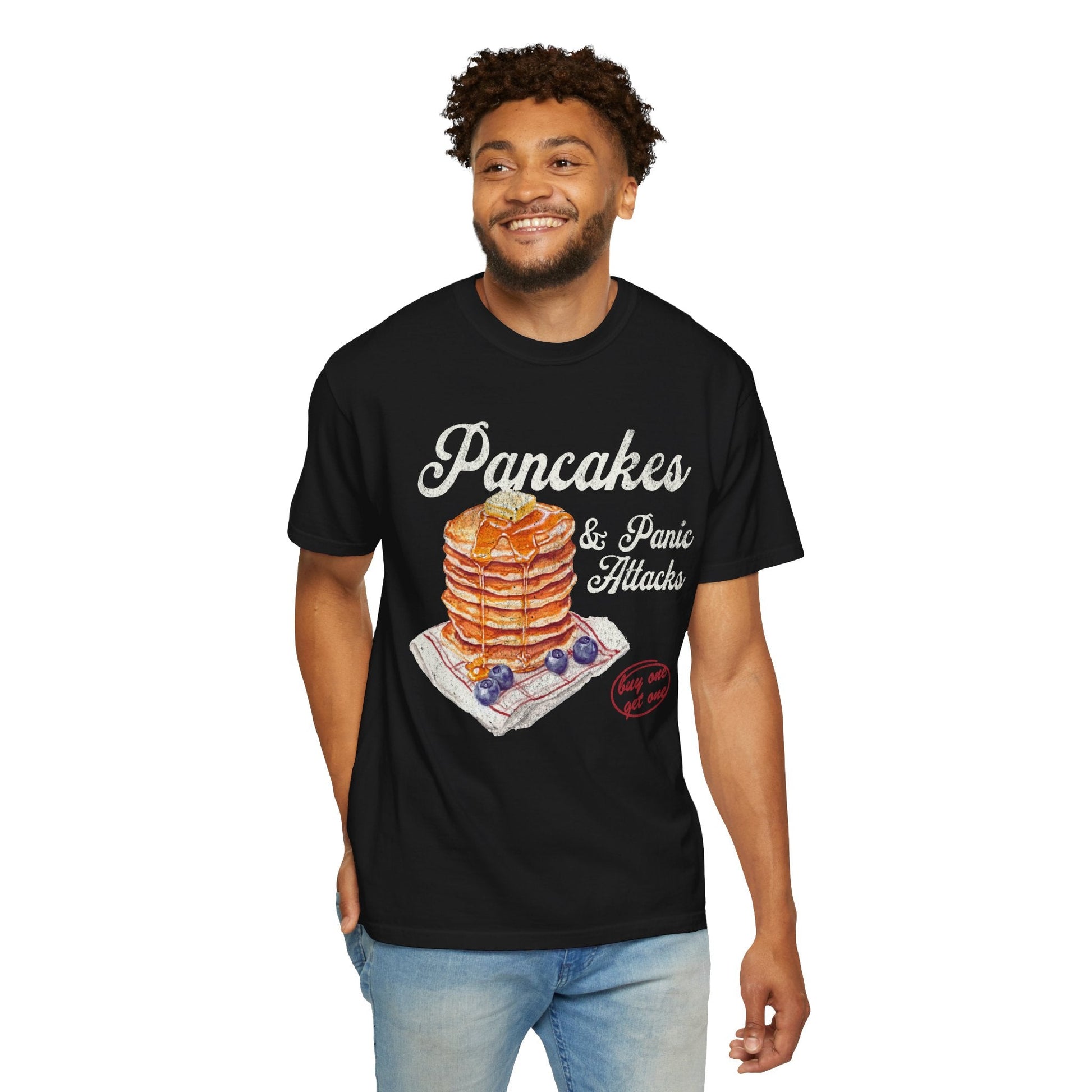 Pancakes & Panic Attacks Funny Retro Graphic Tee. - KILLER RETRO