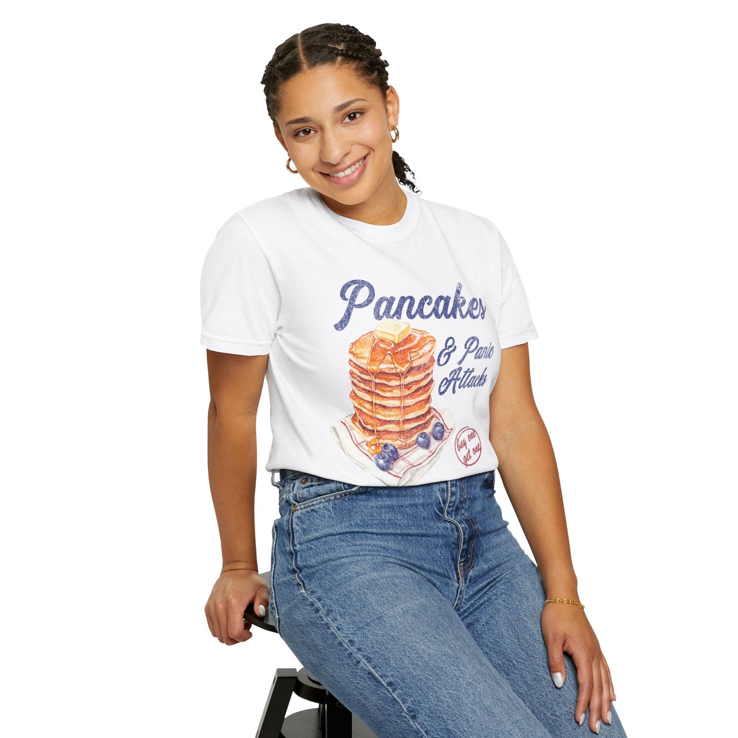 Pancakes & Panic Attacks Funny Retro Graphic Tee. - KILLER RETRO