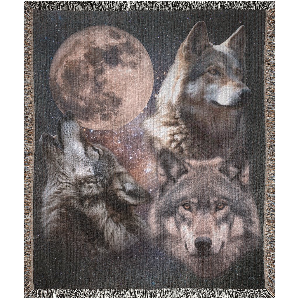 Three Wolves And The Moon Retro Woven Blanket. - KILLER RETRO