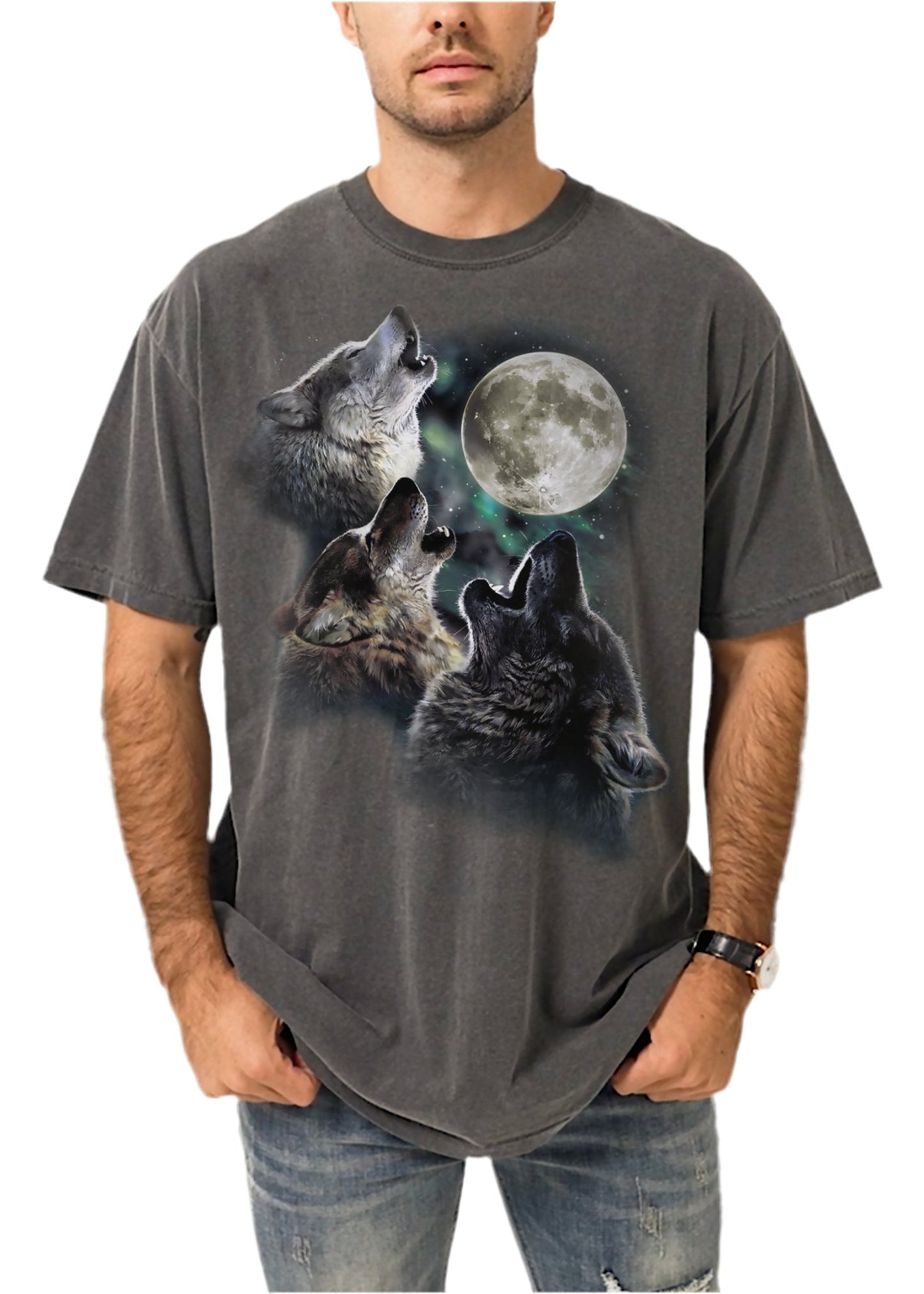 Three Wolves Howling At Moon T-Shirt - KILLER RETRO